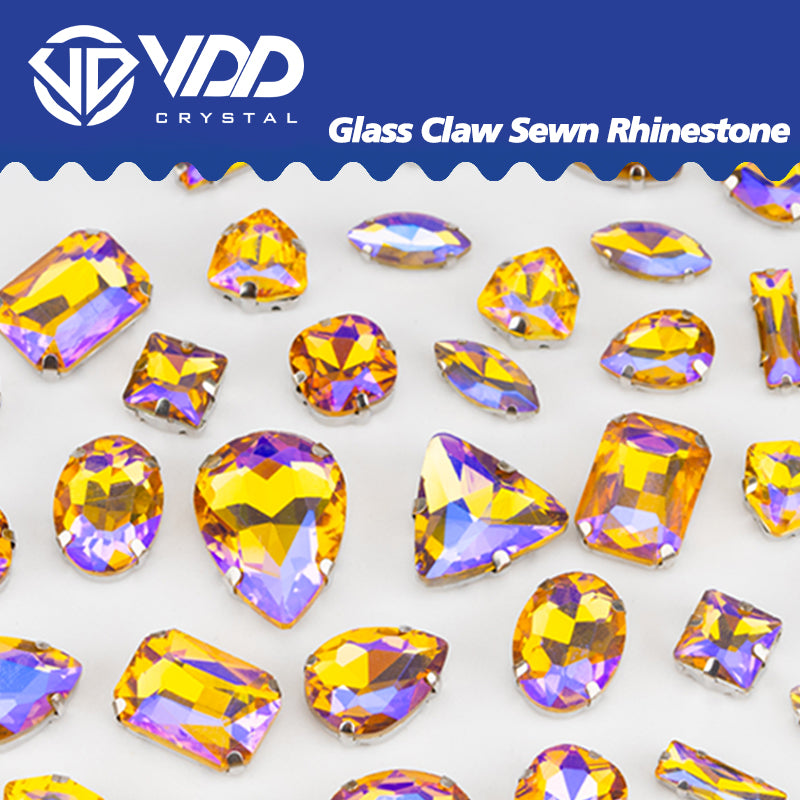 VDD Topaz AB Multi Shape Mix Size Glass Sew on Rhinestones Crystal Flatback Stones For DIY Shoes Accessories