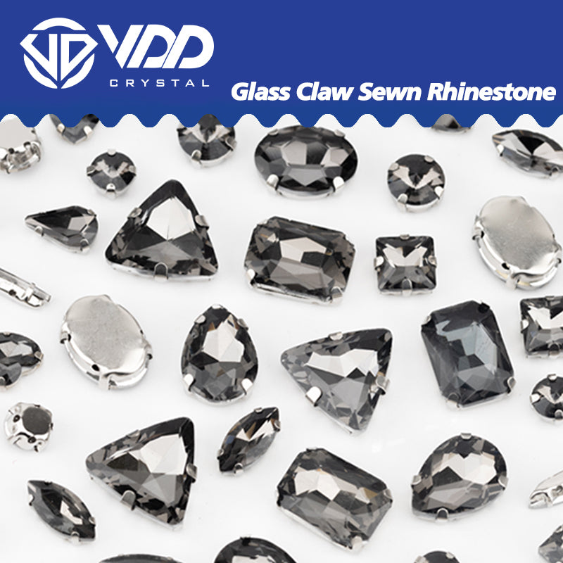 VDD Black Diamond Multi Shape Mix Size Glass Sew on Rhinestones Crystal Flatback Stones For DIY Shoes Accessories