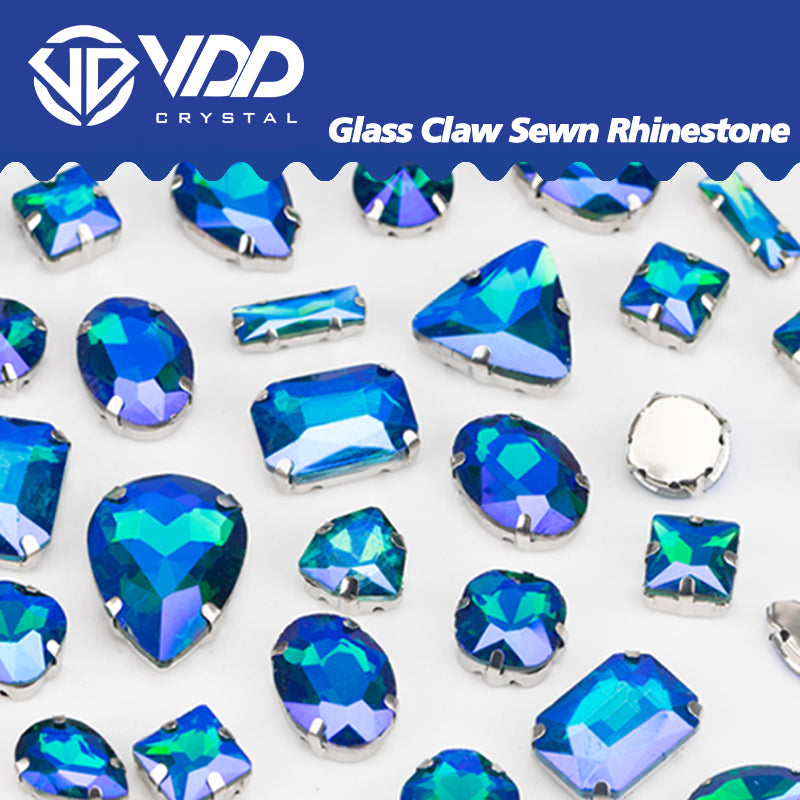 VDD Emerald AB Multi Shape Mix Size Glass Sew on Rhinestones Crystal Flatback Stones For DIY Shoes Accessories