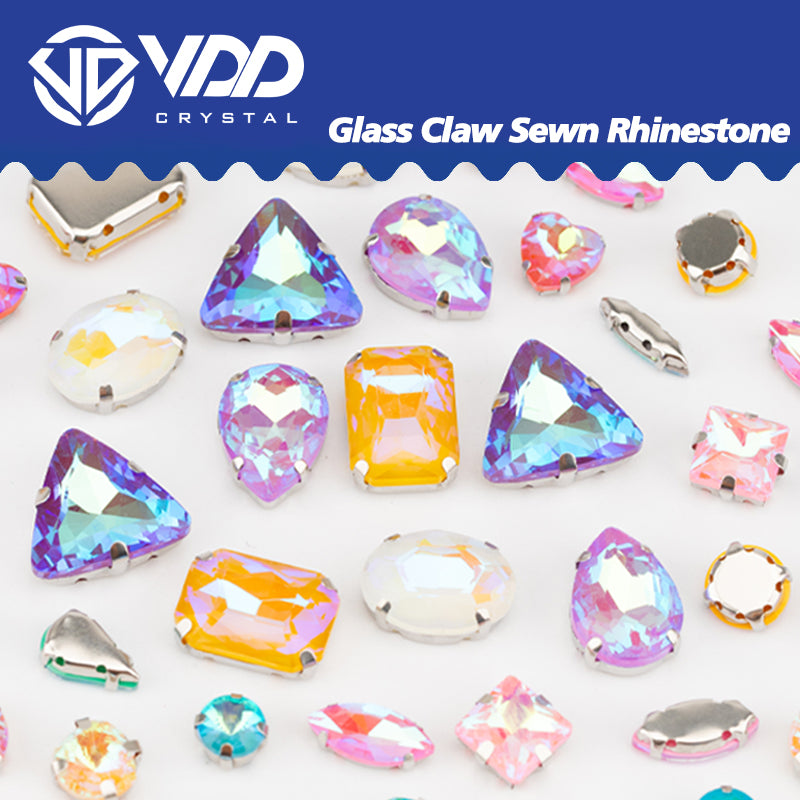 VDD Mocha Mix Color Multi Shape Mix Size Glass Sew on Rhinestones Crystal Flatback Stones For DIY Shoes Accessories