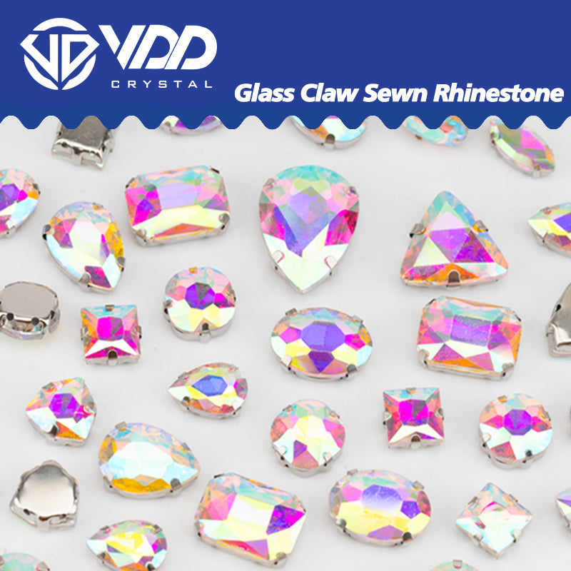 VDD  Crystal AB Multi Shape Mix Size Glass Sew on Rhinestones Crystal Flatback Stones For DIY Shoes Accessories