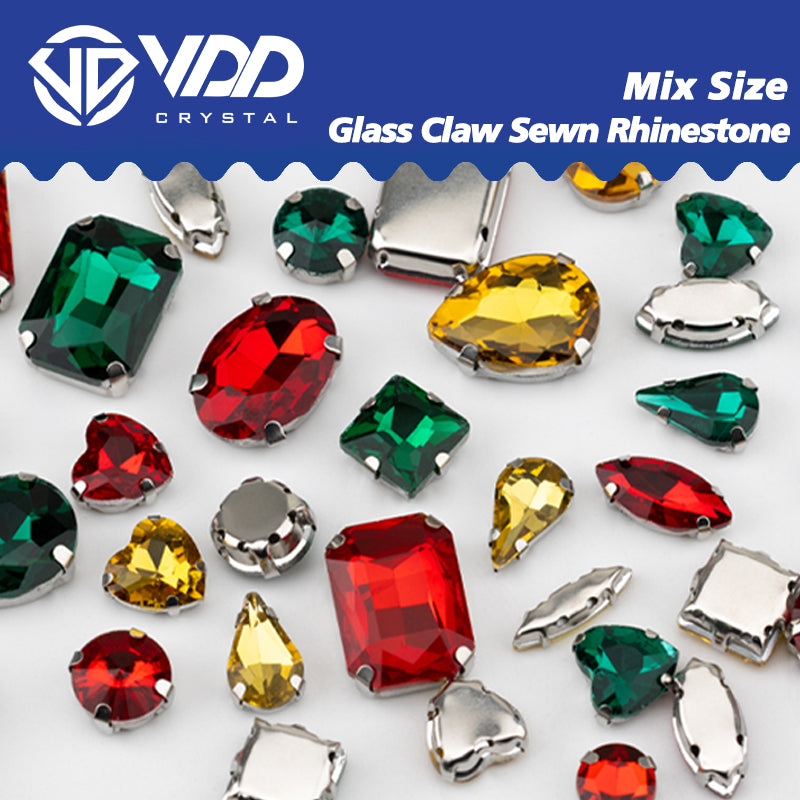 VDD Christmas Color Multi Shape K9 Glass Sew On Rhinestones High Quality AAAAA Crystal Flatback Sewing Strass Stones