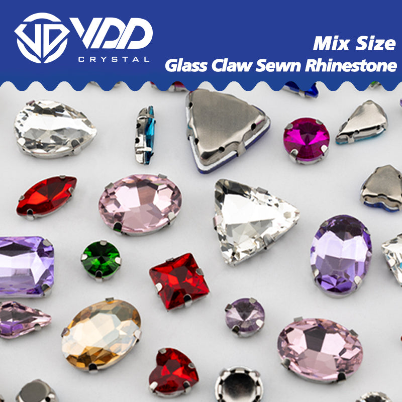 VDD  Lt. Mix Color Multi Shape  K9 Glass Sew On Rhinestones High Quality AAAAA Crystal Flatback Sewing Strass Stones