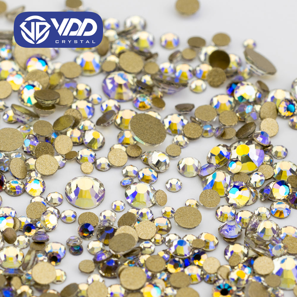 VDD 061 Moon Shadow Mix Size SS4-SS20 Clear Crystal Rhinestones Non-hotfix Gold Flatback Glitter Stones Nail Art Crafts DIY Decorations