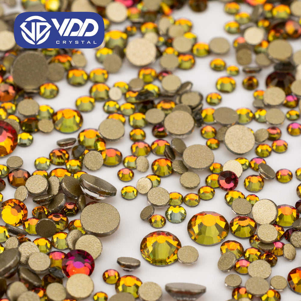 VDD 062 Volcano  Mix Size SS4-SS20 Clear Crystal Rhinestones Non-hotfix Gold Flatback Glitter Stones Nail Art Crafts DIY Decorations