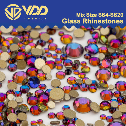 VDD 063 Blue Flare Mix Size SS4-SS20 Clear Crystal Rhinestones Non-hotfix Gold Flatback Glitter Stones Nail Art Crafts DIY Decorations