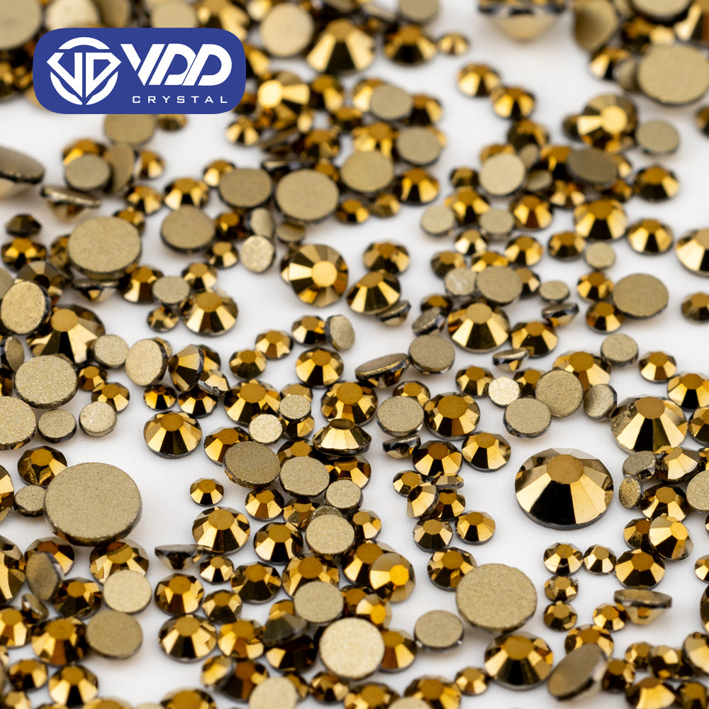 VDD 067 Aurum Mix Size SS4-SS20 Clear Crystal Rhinestones Non-hotfix Gold Flatback Glitter Stones Nail Art Crafts DIY Decorations