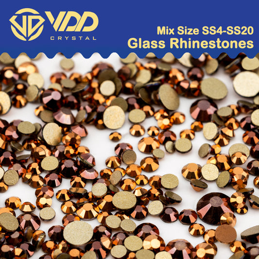 VDD 069 Rose Gold Mix Size SS4-SS20 Clear Crystal Rhinestones Non-hotfix Gold Flatback Glitter Stones Nail Art Crafts DIY Decorations