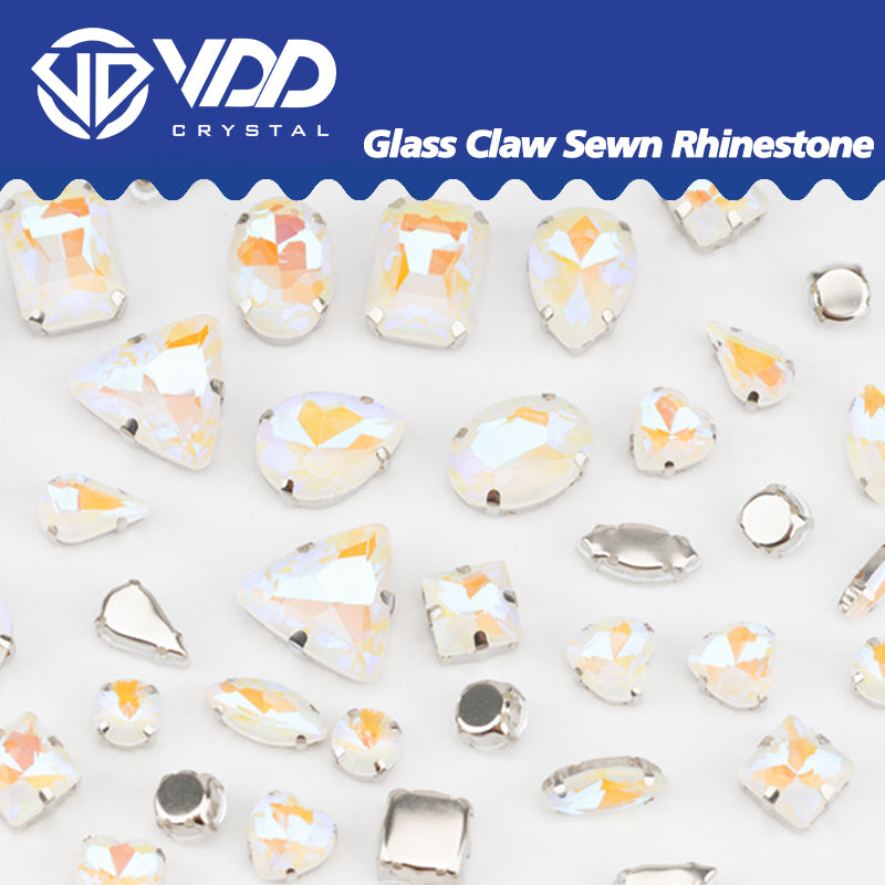 VDD  Mocha White Multi Shape Mix Size Glass Sew on Rhinestones Crystal Flatback Stones For DIY Shoes Accessories