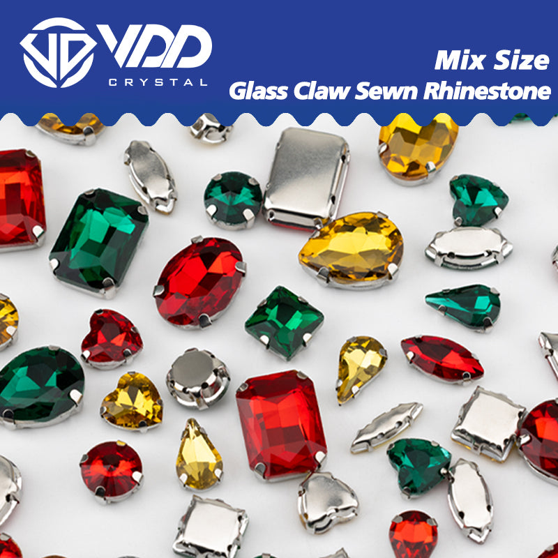 VDD Christmas Color Multi Shape K9 Glass Sew On Rhinestones High Quality AAAAA Crystal Flatback Sewing Strass Stones