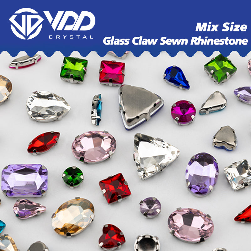 VDD  Lt. Mix Color Multi Shape  K9 Glass Sew On Rhinestones High Quality AAAAA Crystal Flatback Sewing Strass Stones