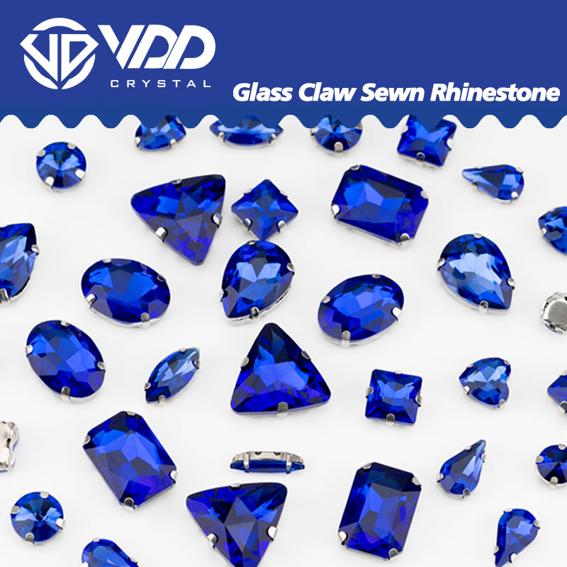 VDD  Sapphire Multi Shape Mix Size Glass Sew on Rhinestones Crystal Flatback Stones For DIY Shoes Accessories