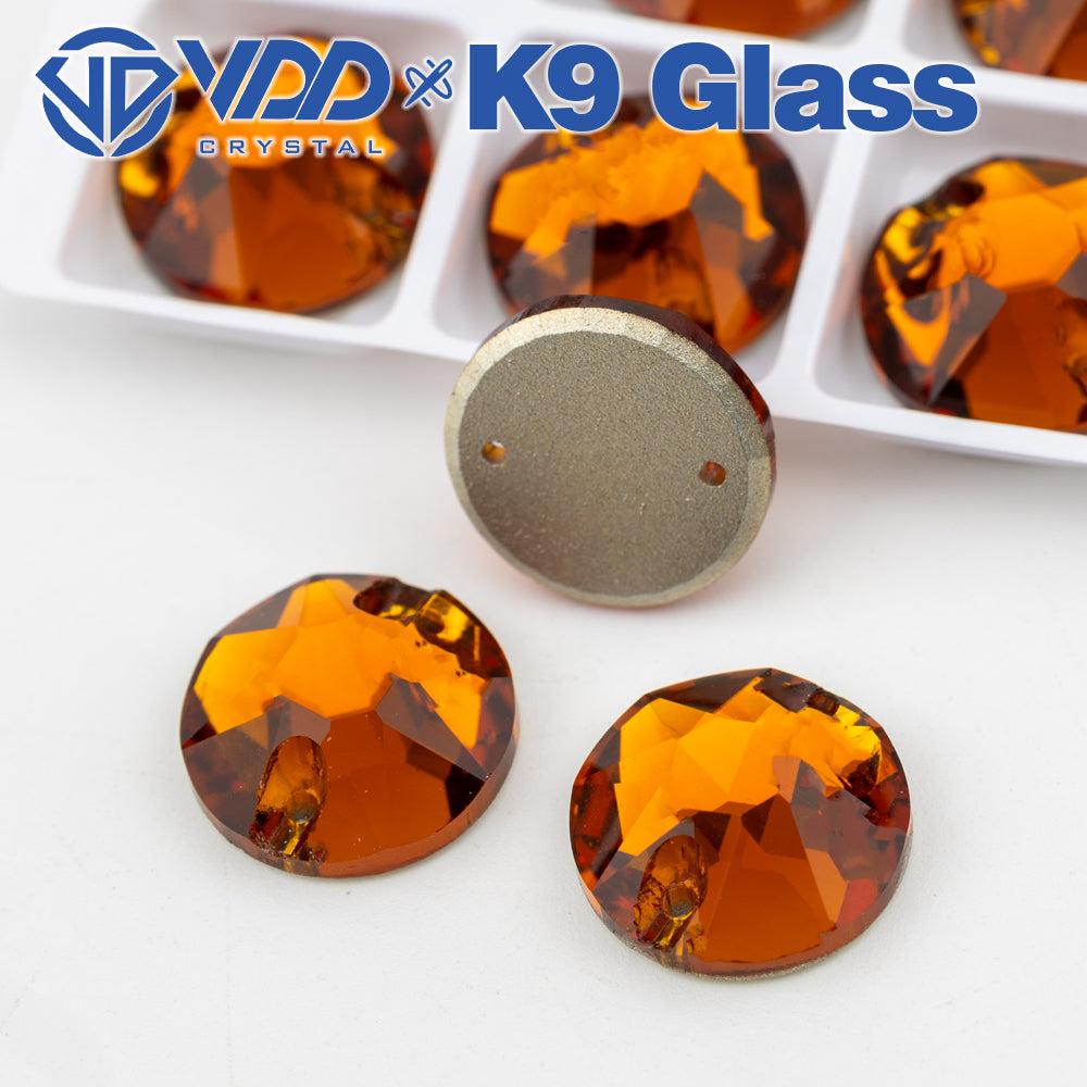 VDD S107 Coffee 8 Big 8 Small Top Quality K9 Glass Sew on Rhinestones Crystal Flatback Sewing Stones for Clothes Decorations