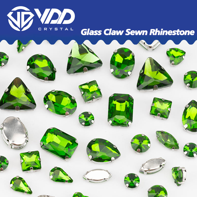 VDD Green Multi Shape Mix Size Glass Sew on Rhinestones Crystal Flatback Stones For DIY Shoes Accessories