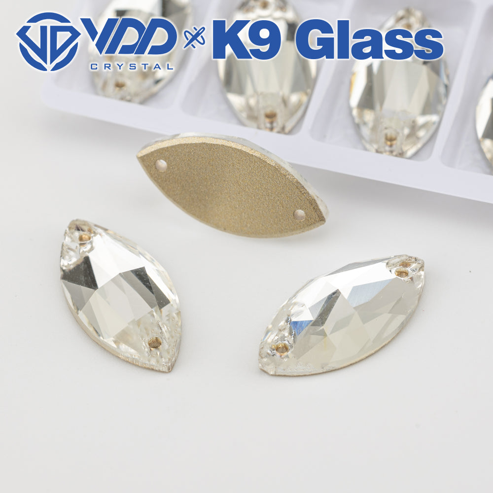 VDD S101 Crystal Navette Top Quality K9 Glass Sew on Rhinestones Crystal Flatback Sewing Strass Stones for Garment Decorations