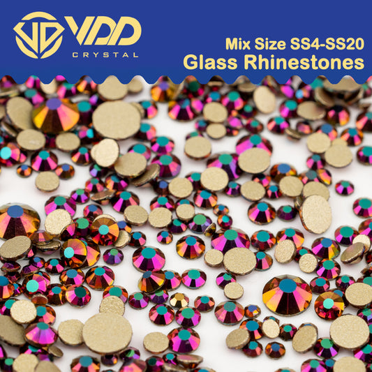 VDD 070 Magic Rose Mix Size SS4-SS20 Clear Crystal Rhinestones Non-hotfix Gold Flatback Glitter Stones Nail Art Crafts DIY Decorations