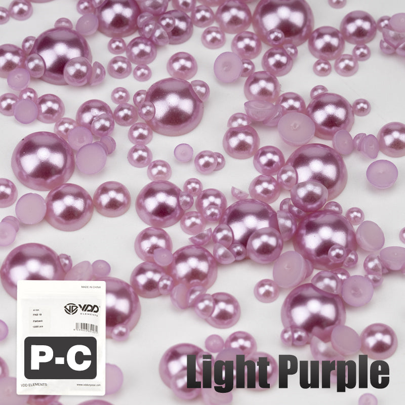 VDD  Light Purple 2.5-10mm Mix Size ABS Half Round Pearls Flatback Beads Resin Rhinestones Flatback Stones ZHENZHU