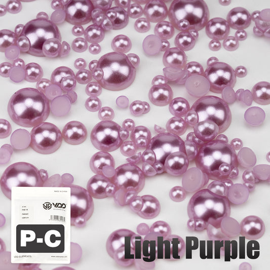 VDD  Light Purple  Bulk Wholesale 2.5-10mm Multicolor ABS Imitation Pearls Half Round Plastic Flat Back Beads For DIY Craft Nail Art Decoration