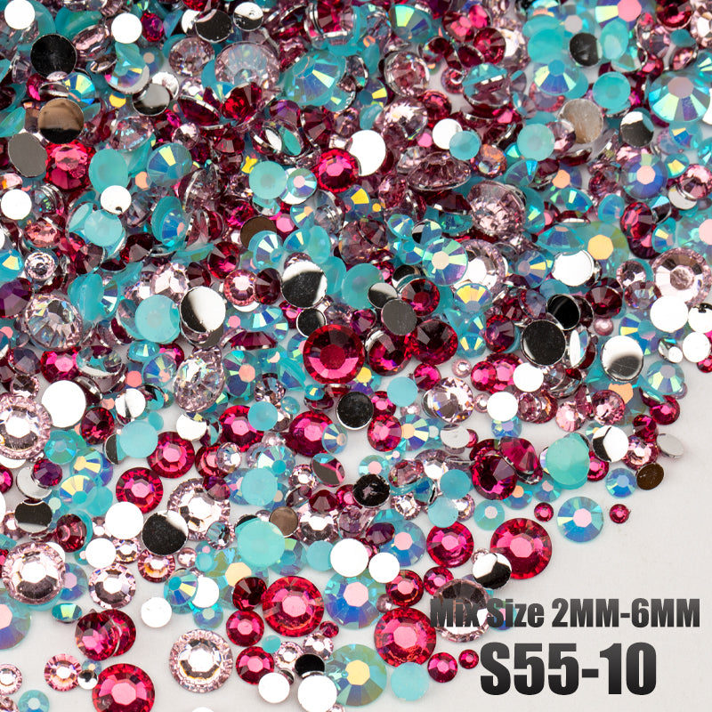 VDD S55-10 Mix Size 2-6mm Resin Rhinestone Crystal Flatback Plastic Flatback Stones SHUZHI