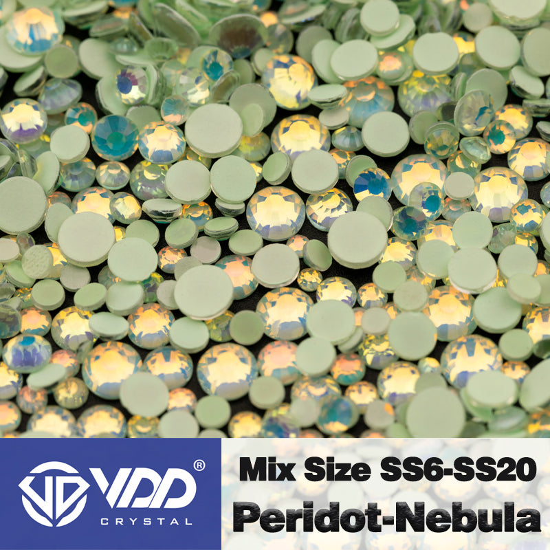 VDD 403 Peridot-Nebula Mix Size SS6-SS20 Non-hotfix Rhinestones High Quality Glass Crystal Flatback Strass Stones KKmix-K159
