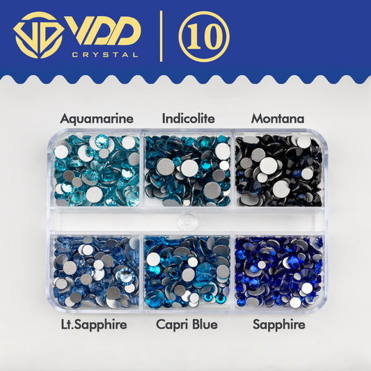 VDD DC-010 SS6-SS20 Mix Size 6 Grid Box Glass Rhinestones Crystal Flatback Glitter Stones For Nail Art Accessorie DIY Crafts Decoration