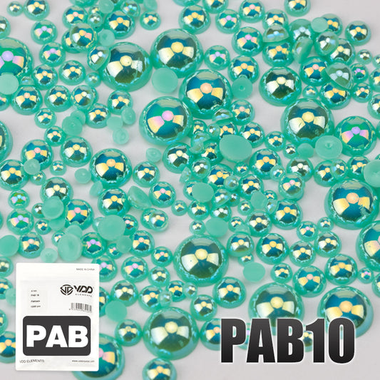 VDD PAB10 Bulk Wholesale 2.5-10mm Color AB Macaroon ABS Imitation Pearl Half Round Flatback Plastic Bead DIY Nail Art Craft Decoration