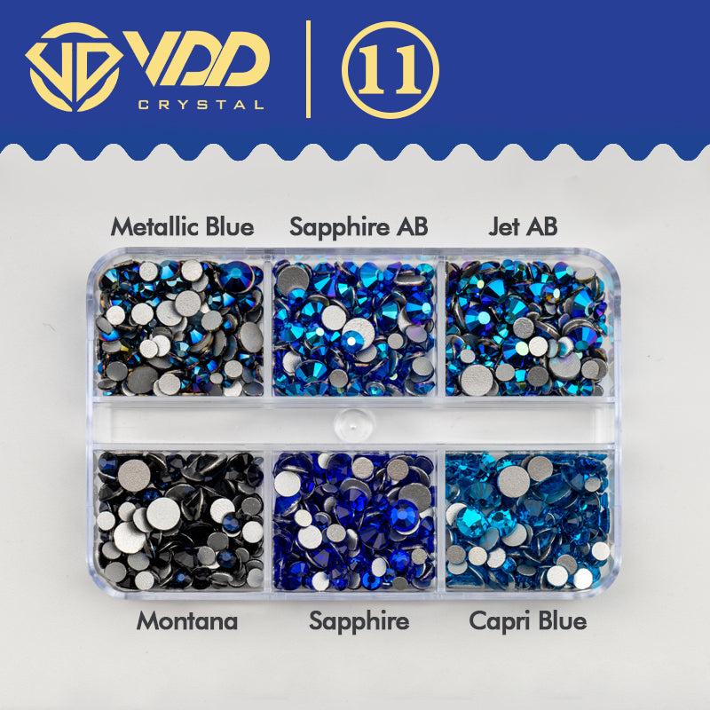 VDD DC-011 SS6-SS20 Mix Size 6 Grid Box Glass Rhinestones Crystal Flatback Glitter Stones For Nail Art Accessorie DIY Crafts Decoration