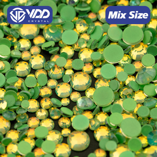 VDD 404 Green-Nebula Wholesale New Neon Color Mix Size SS6-SS20 Glass Rhinestones Crystal High Quality Flatback Stones DIY Nail Art Decorations