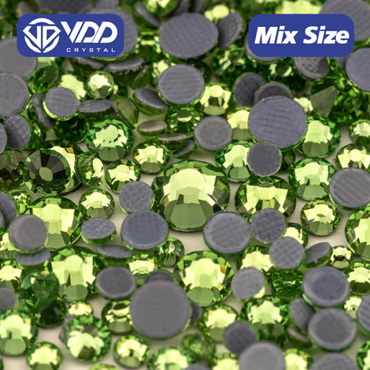 VDD 019 Peridot Wholesale SS6-SS30 Hotfix Mix Size Glass Rhinestone Crystal Flat Back High Quality Strass Stones For DIY Clothes Accessories