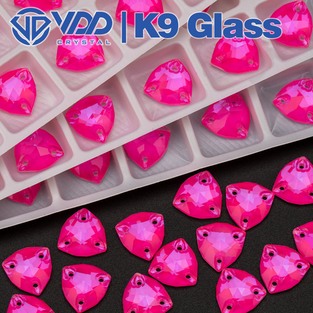 VDD 12x12mm Trilliant  K9 Neon Rose Glass Sew on Rhinestones Sewing Clear Crystal Flatback Stones for Clothes Accessories