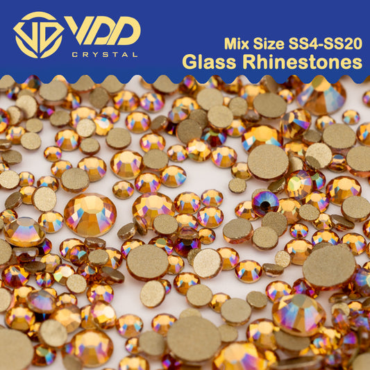 VDD 123	Gloaming Mix Size SS4-SS20 Clear Crystal Rhinestones Non-hotfix Gold Flatback Glitter Stones Nail Art Crafts DIY Decorations