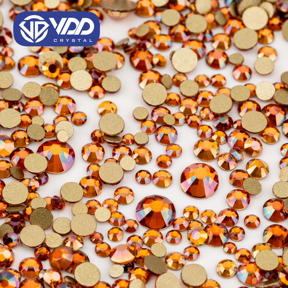 VDD 126 Sun Star Mix Size SS4-SS20 Clear Crystal Rhinestones Non-hotfix Gold Flatback Glitter Stones Nail Art Crafts DIY Decorations