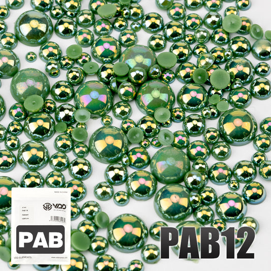 VDD PAB12 Bulk Wholesale 2.5-10mm Color AB Macaroon ABS Imitation Pearl Half Round Flatback Plastic Bead DIY Nail Art Craft Decoration