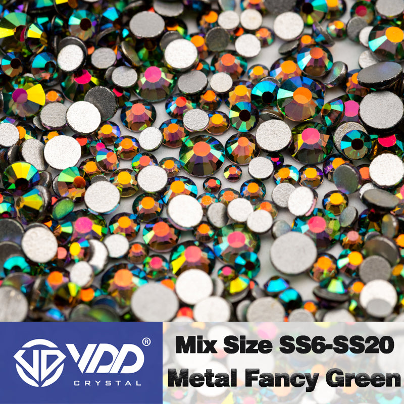 VDD 174 Metal Fancy Green Mix Size SS6-SS20 Non-hotfix Rhinestones High Quality Glass Crystal Flatback Strass Stones DDmix-D111