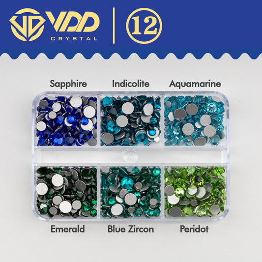 VDD DC-012 SS6-SS20 Mix Size 6 Grid Box Glass Rhinestones Crystal Flatback Glitter Stones For Nail Art Accessorie DIY Crafts Decoration