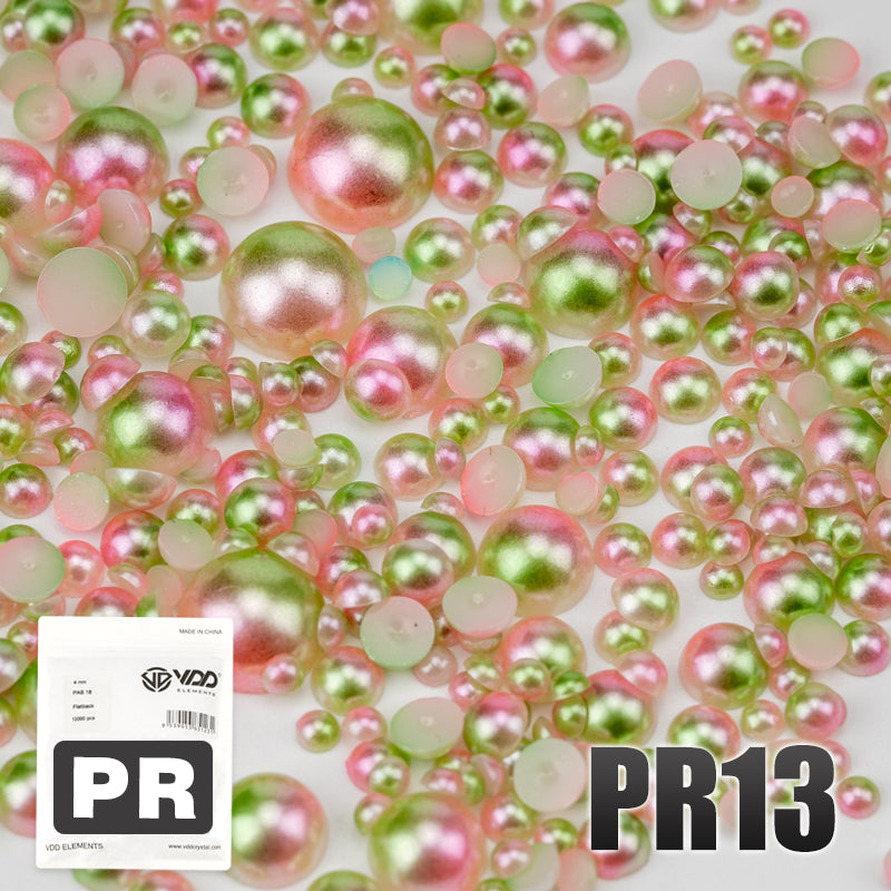 VDD PR13 3-10mm Mix Size ABS Half Round Pearls Flatback Beads Resin Rhinestones Flatback Stones ZHENZHU