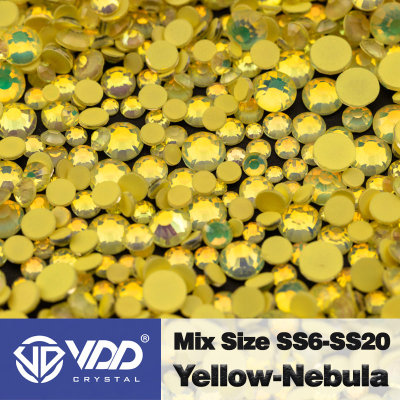 VDD 406 Yellow-Nebula Mix Size SS6-SS20 Non-hotfix Rhinestones High Quality Glass Crystal Flatback Strass Stones KKmix-K162