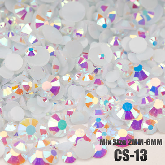 VDD CS-13 30/100g Mix Size 2-6mm Resin Rhinestone Crystal Color AB Flatback Plastic Bulk Wholesale For DIY Nail Art Crafts Decorations