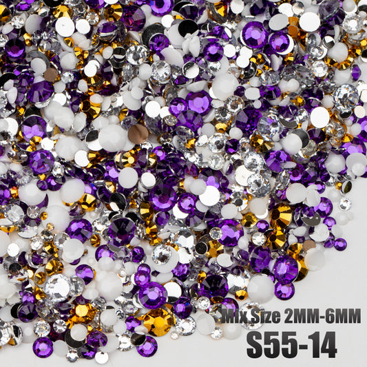 VDD S55-14 30g/100g Mix Size 2-6mm Resin Rhinestones Crystals Non Hot Fix Color AB Flat Back Stones For DIY Crafts Nail Art Decorations