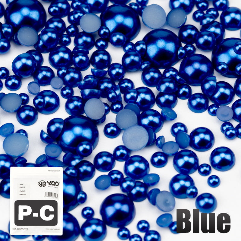 VDD Blue  2.5-10mm Mix Size ABS Half Round Pearls Flatback Beads Resin Rhinestones Flatback Stones ZHENZHU