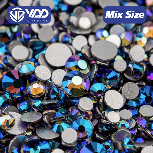 VDD 076 Black Diamond AB Mix Size SS6-SS20 High Quality Glass Rhinestones Crystal Flatback Glitter Stones Nail Art DIY Crafts Decorations