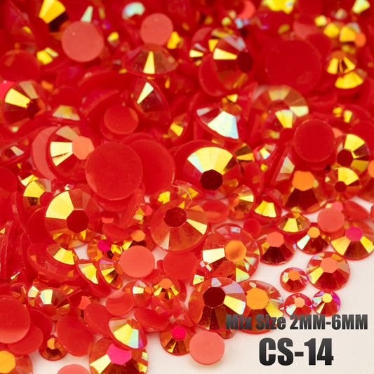 VDD CS-14 30/100g Mix Size 2-6mm Resin Rhinestone Crystal Color AB Flatback Plastic Bulk Wholesale For DIY Nail Art Crafts Decorations