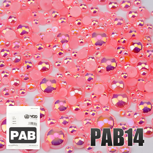 VDD PAB14 Bulk Wholesale 2.5-10mm Color AB Macaroon ABS Imitation Pearl Half Round Flatback Plastic Bead DIY Nail Art Craft Decoration
