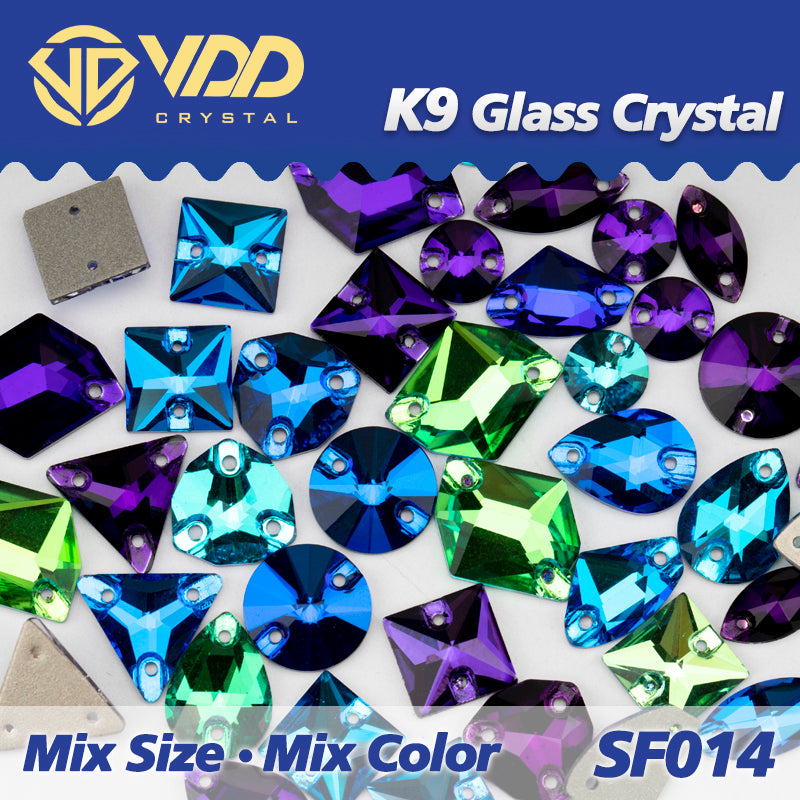 VDD SF014 20/50Pcs Mix Size AAAAA K9 Glass Sew On Rhinestones Sewing Crystal AB Flat Back Stones For Clothes Accessories Wedding Dress