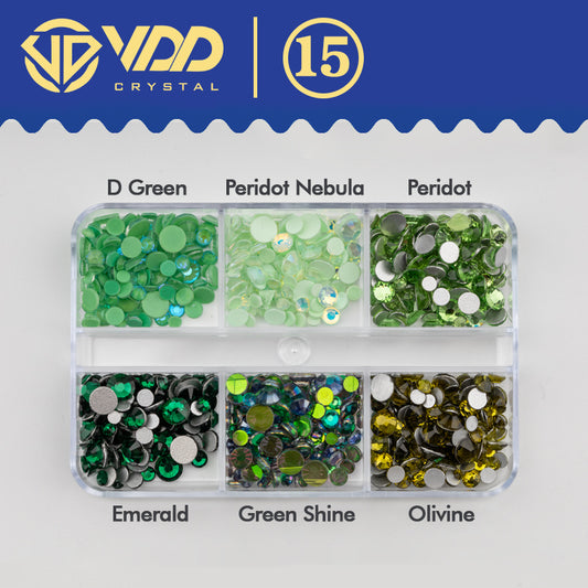 VDD DC-015 SS6-SS20 Mix Size 6 Grid Box Glass Rhinestones Crystal Flatback Glitter Stones For Nail Art Accessorie DIY Crafts Decoration