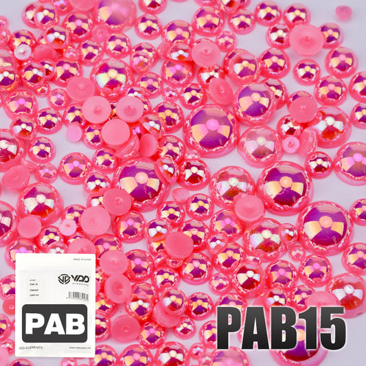 VDD PAB15 Bulk Wholesale 2.5-10mm Color AB Macaroon ABS Imitation Pearl Half Round Flatback Plastic Bead DIY Nail Art Craft Decoration
