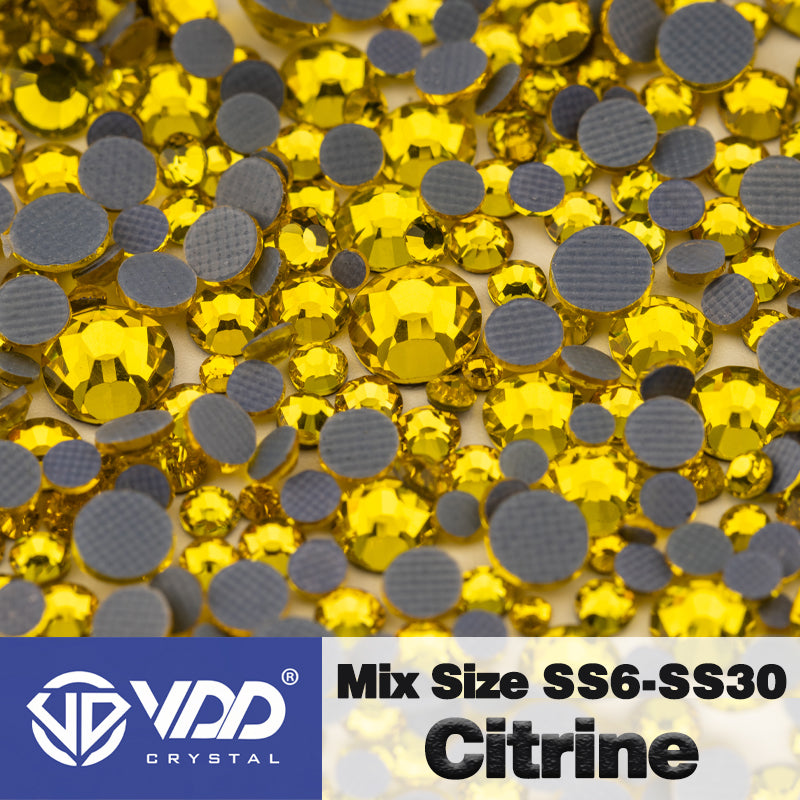 VDD 005 Citrine Wholesale SS6-SS30 Hotfix Mix Size Glass Rhinestone Crystal Flat Back High Quality Strass Stones For DIY Clothes Accessories