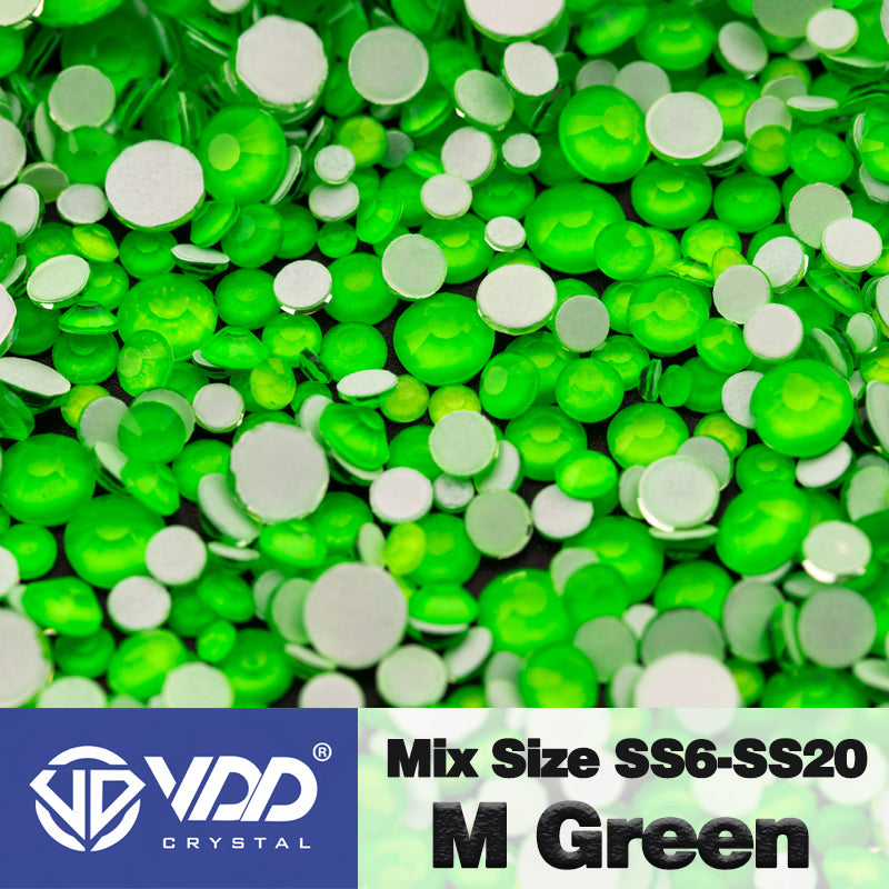 VDD 281  M Green  Mix Size SS6-SS20 Non-hotfix Rhinestones High Quality Glass Crystal Flatback Strass Stones KKmix-K164