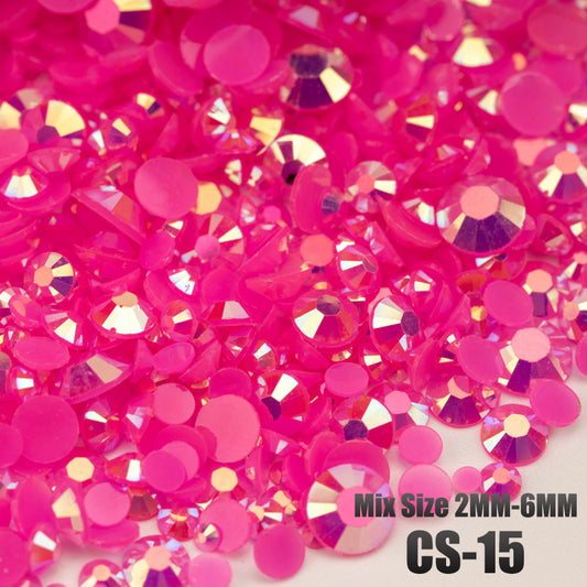 VDD CS-15 30/100g Mix Size 2-6mm Resin Rhinestone Crystal Color AB Flatback Plastic Bulk Wholesale For DIY Nail Art Crafts Decorations