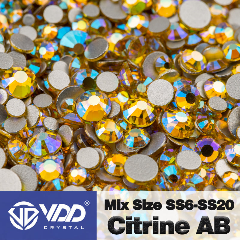 VDD 071 Citrine AB Mix Size SS6-SS20 High Quality Glass Rhinestones Crystal Flatback Glitter Stones Nail Art DIY Crafts Decorations